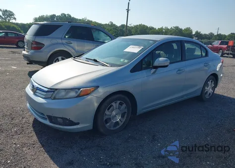 2012 Honda Civic Hybrid Hybrid L z USA, uszkodzony, nr VIN JHMFB4F31CS003123